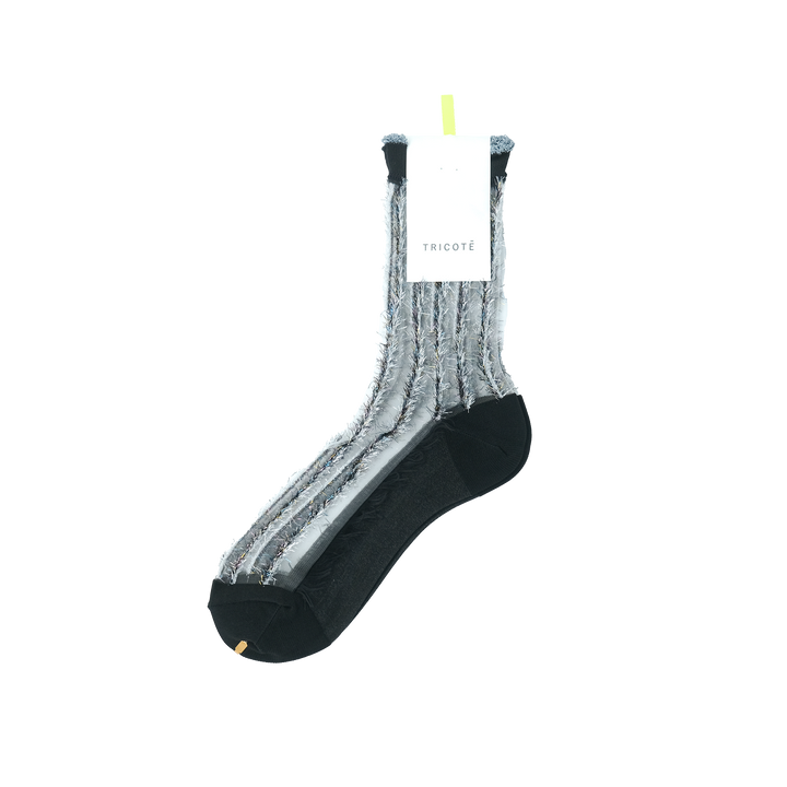 STRIPE LINED SHEER SOCKS BLACK