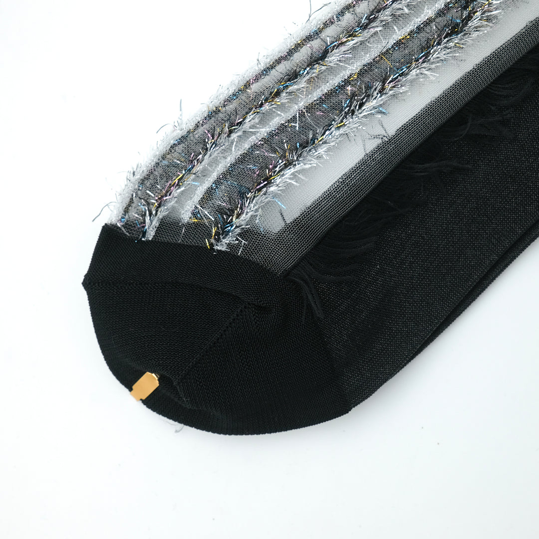 STRIPE LINED SHEER SOCKS BLACK
