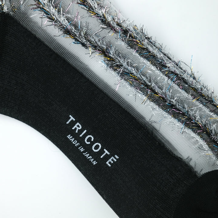 STRIPE LINED SHEER SOCKS BLACK