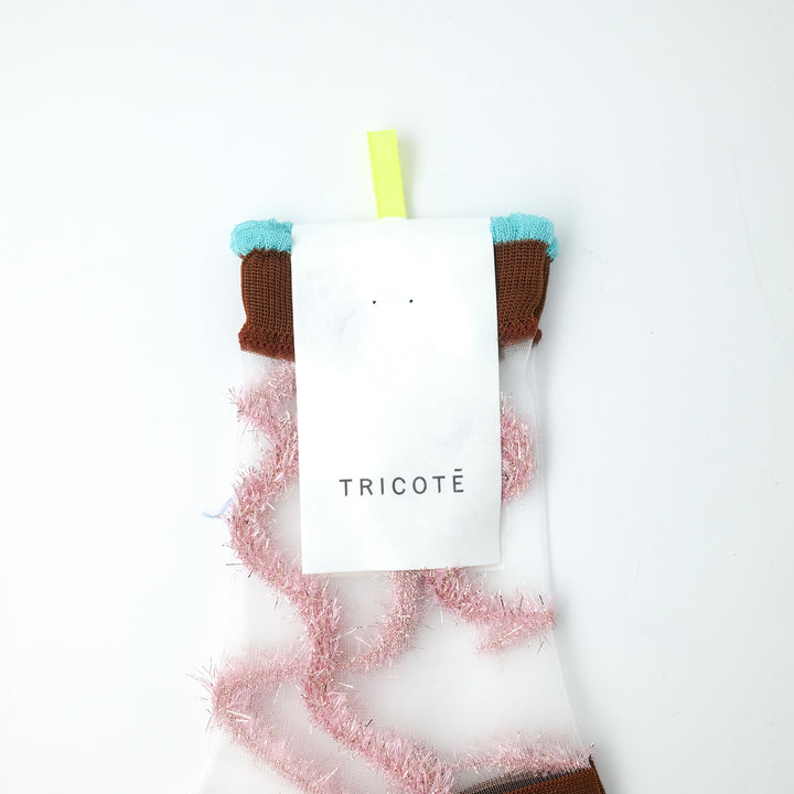 LAME LINED SHEER SOCKS WHITE