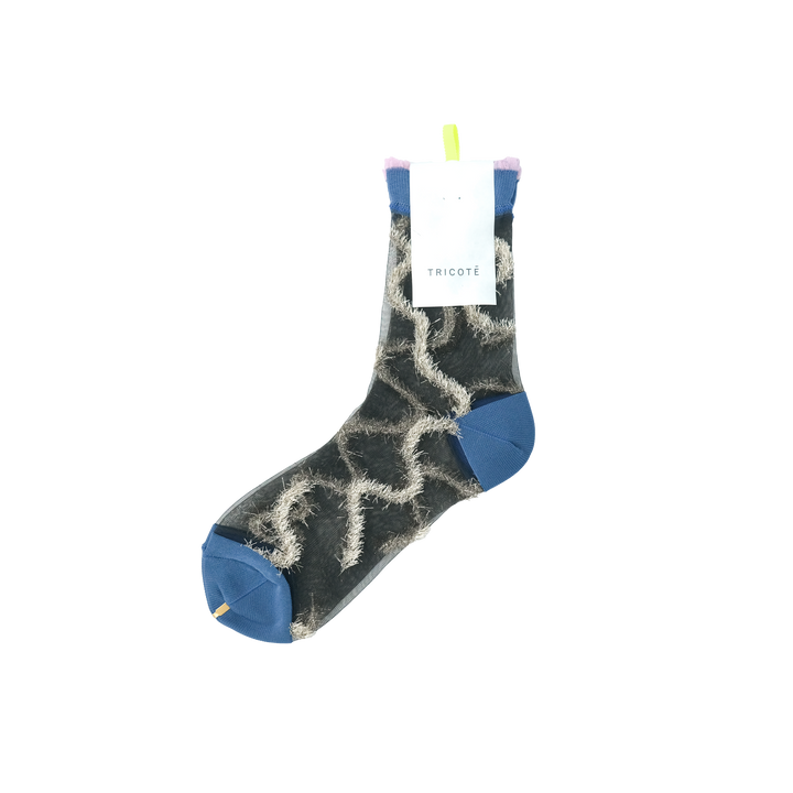 LAME LINED SHEER SOCKS BLACK