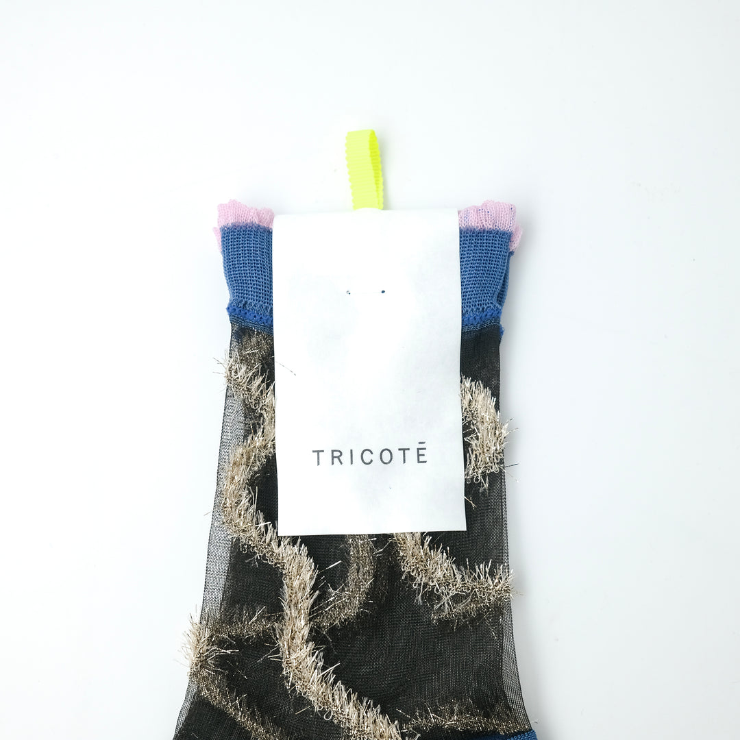 LAME LINED SHEER SOCKS BLACK