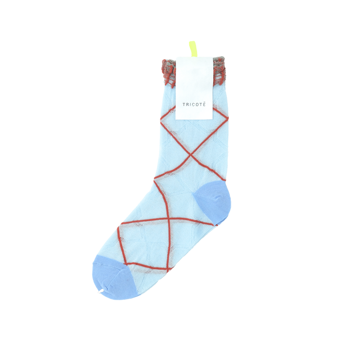 CROSS PLAID SOCKS L.BLUE