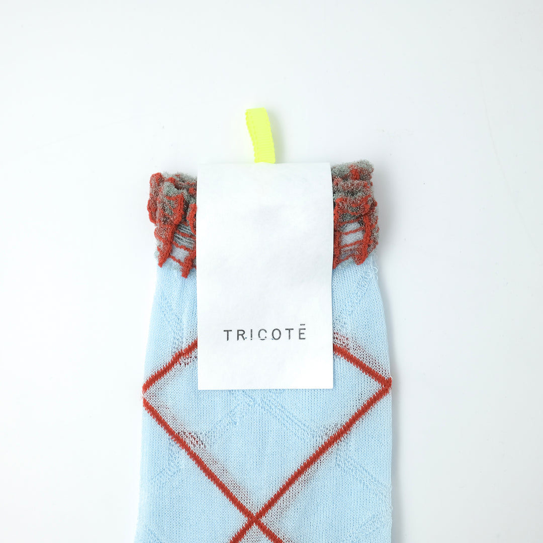 CROSS PLAID SOCKS L.BLUE