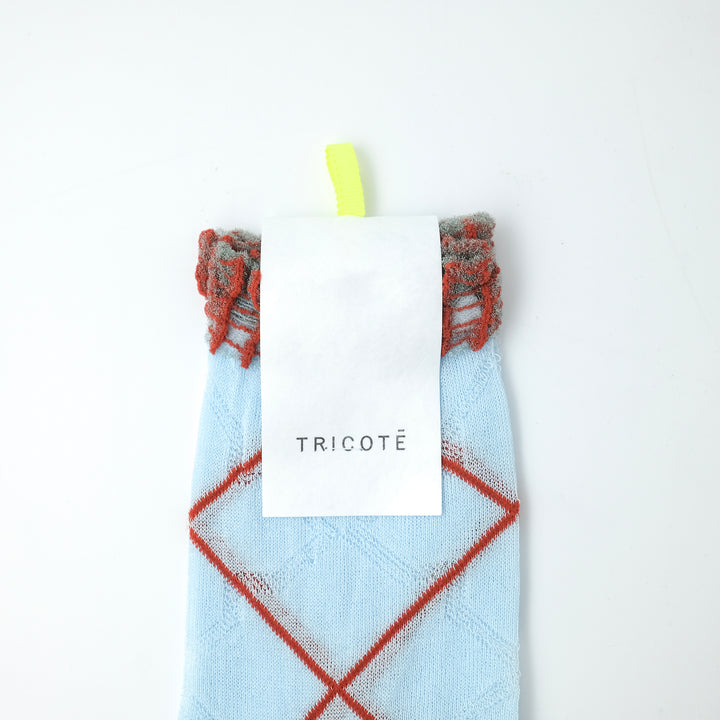 CROSS PLAID SOCKS L.BLUE