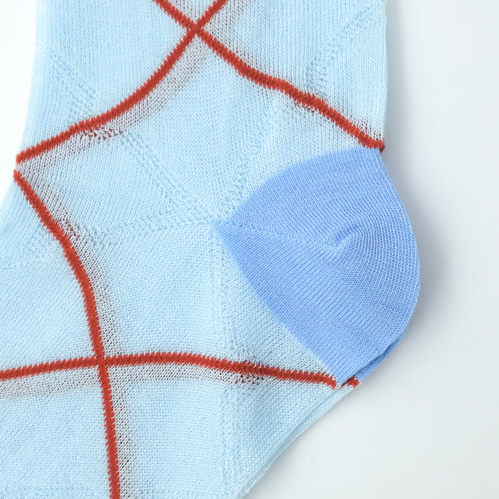 CROSS PLAID SOCKS L.BLUE
