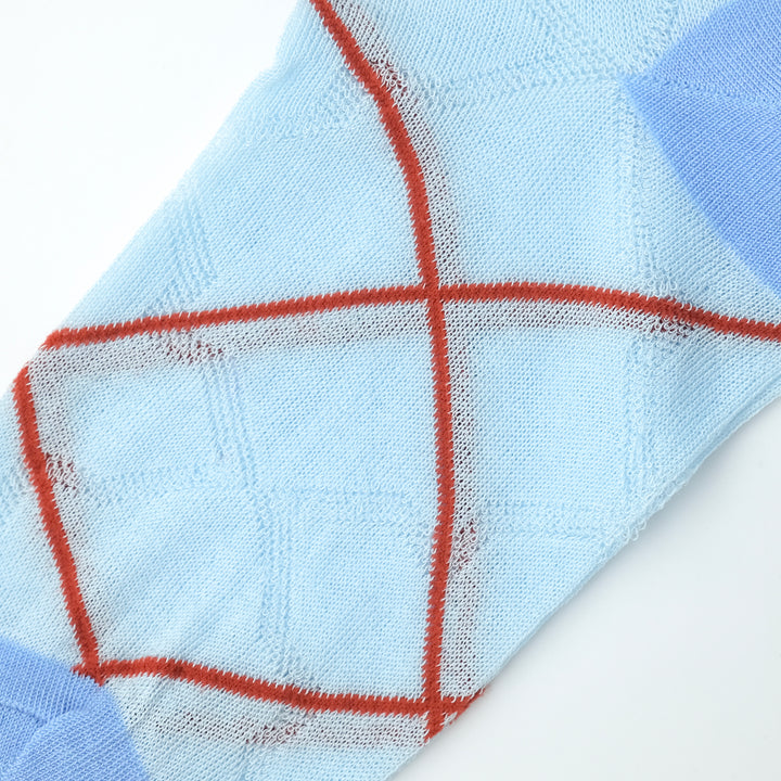 CROSS PLAID SOCKS L.BLUE