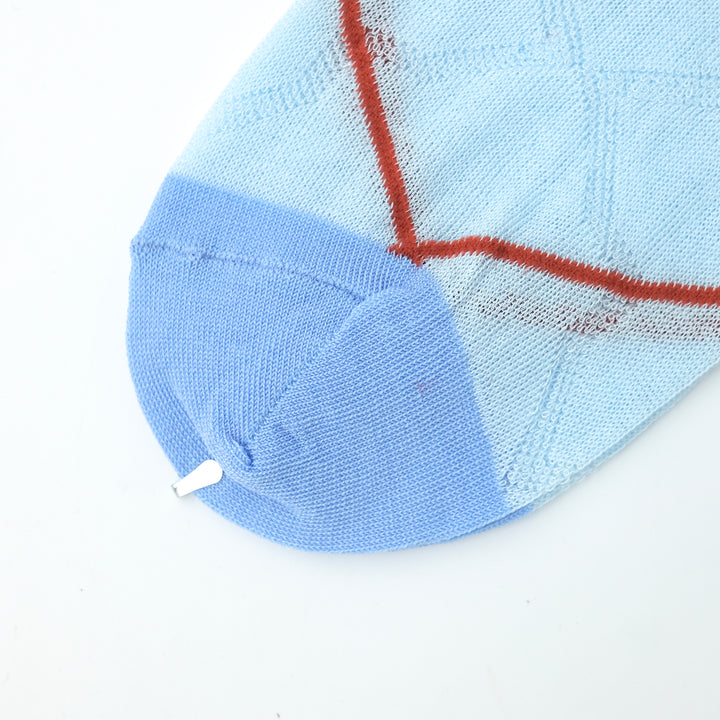 CROSS PLAID SOCKS L.BLUE