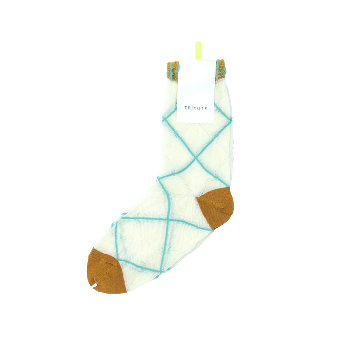 CROSS PLAID SOCKS  IVORY
