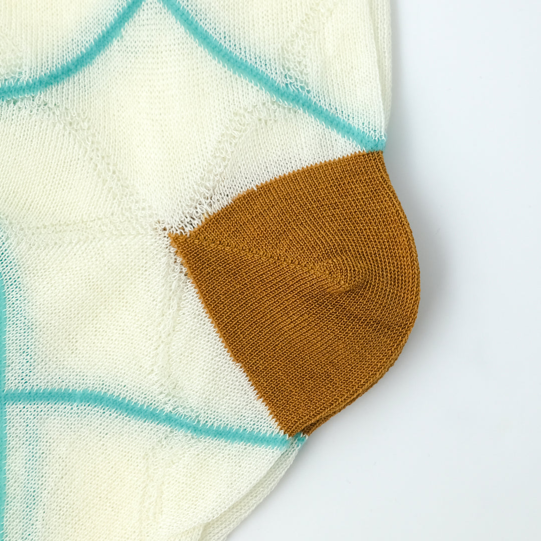 CROSS PLAID SOCKS  IVORY