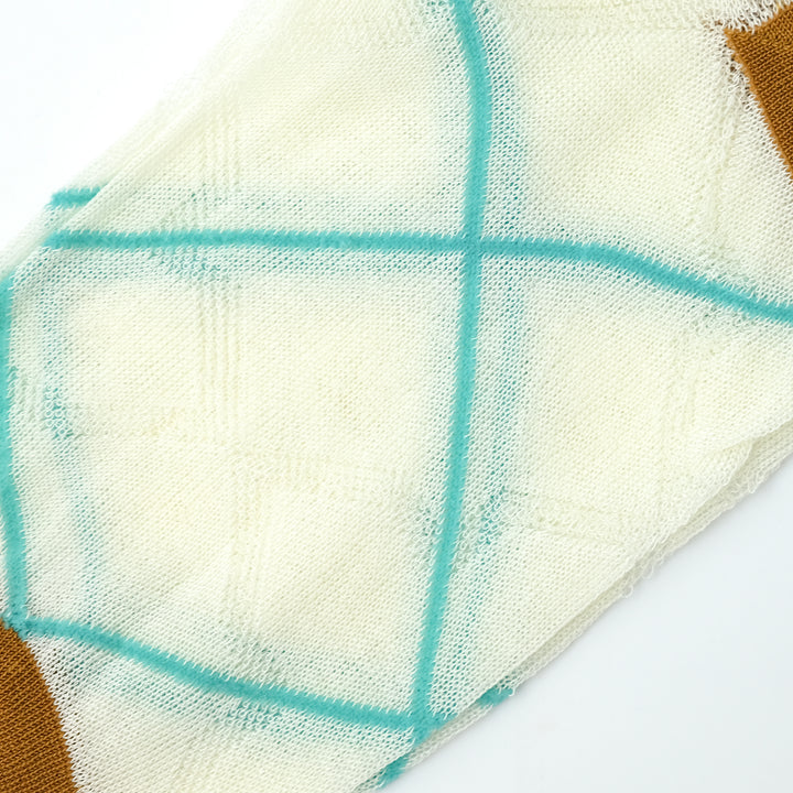 CROSS PLAID SOCKS  IVORY