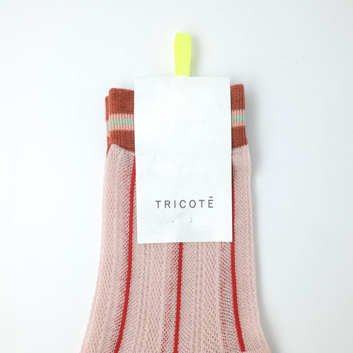 STRIPE SHEER MESH SOCKS PINK