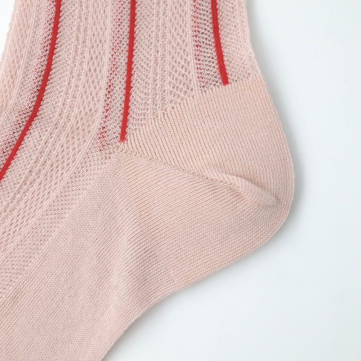 STRIPE SHEER MESH SOCKS PINK