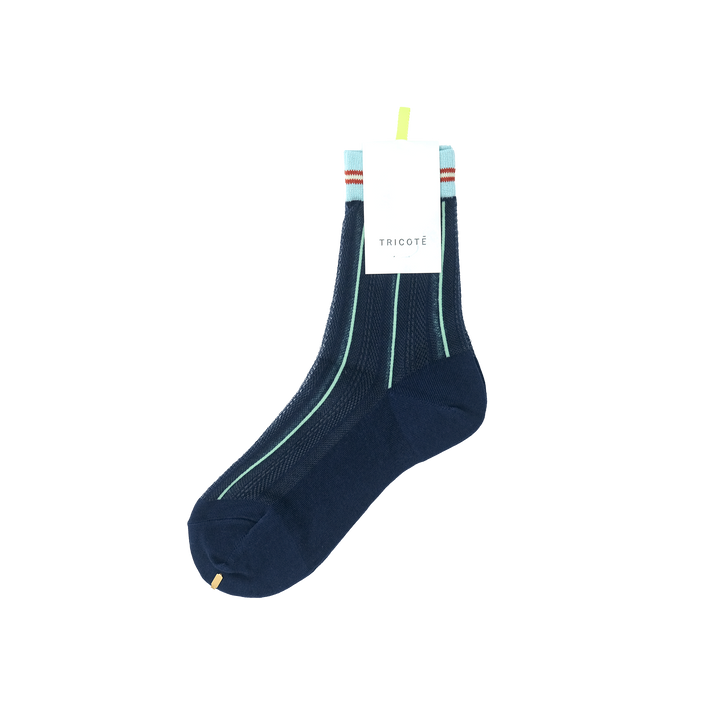STRIPE SHEER MESH SOCKS NAVY