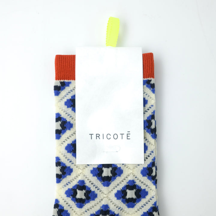 SHEER MOSAIC TILE PATTERN SOCKS WHITE