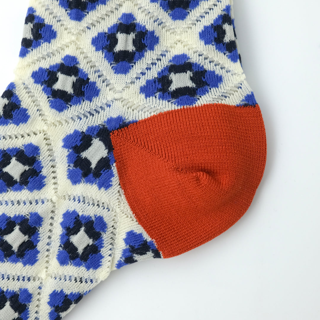 SHEER MOSAIC TILE PATTERN SOCKS WHITE