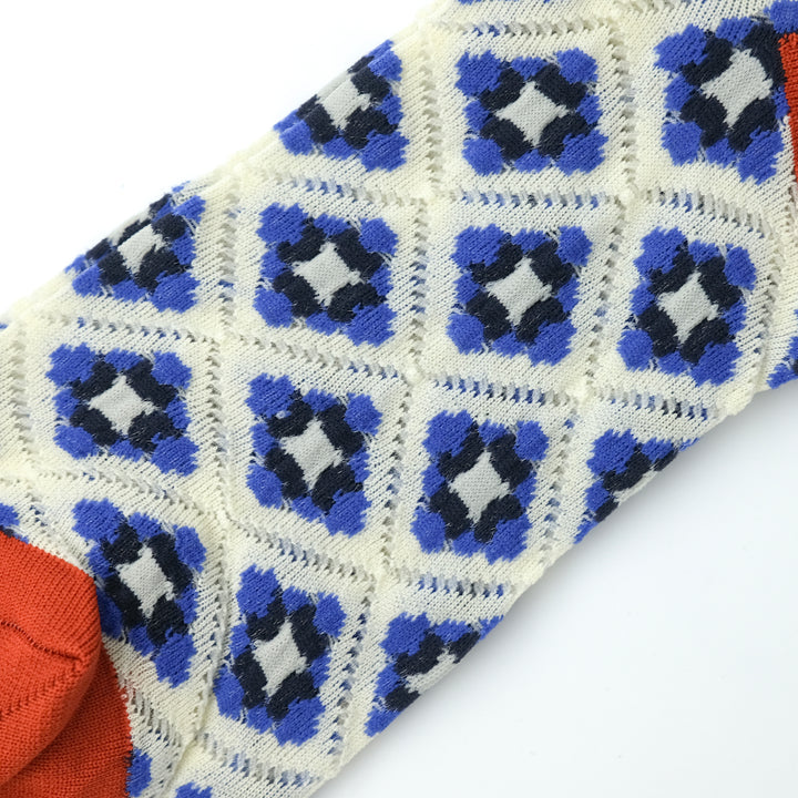 SHEER MOSAIC TILE PATTERN SOCKS WHITE