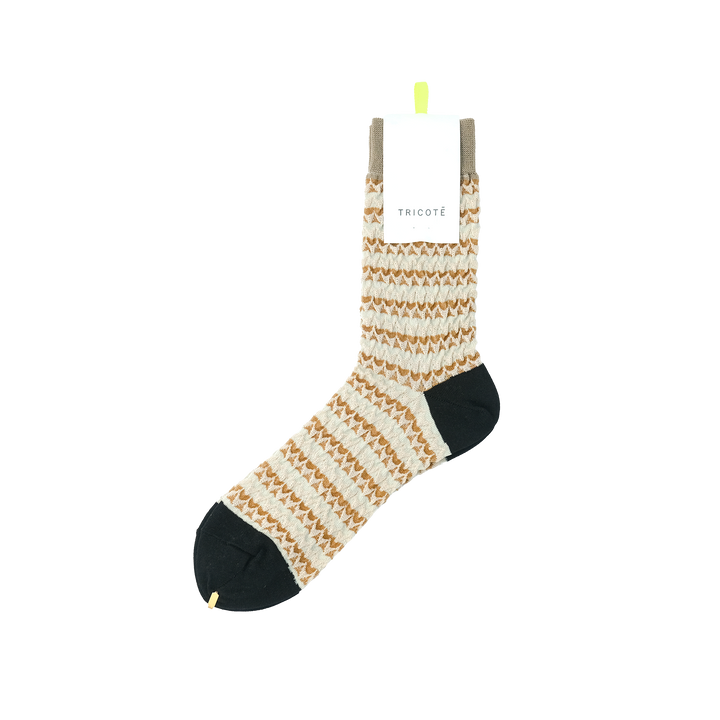 WAVE BORDER BUMPY SOCKS BROWN