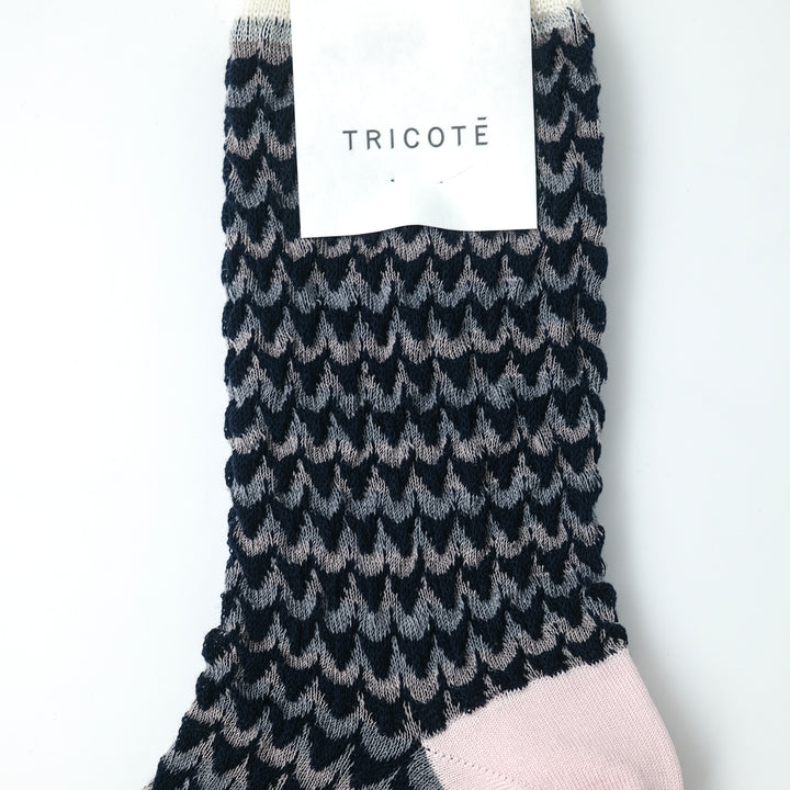 WAVE BORDER BUMPY SOCKS NAVY
