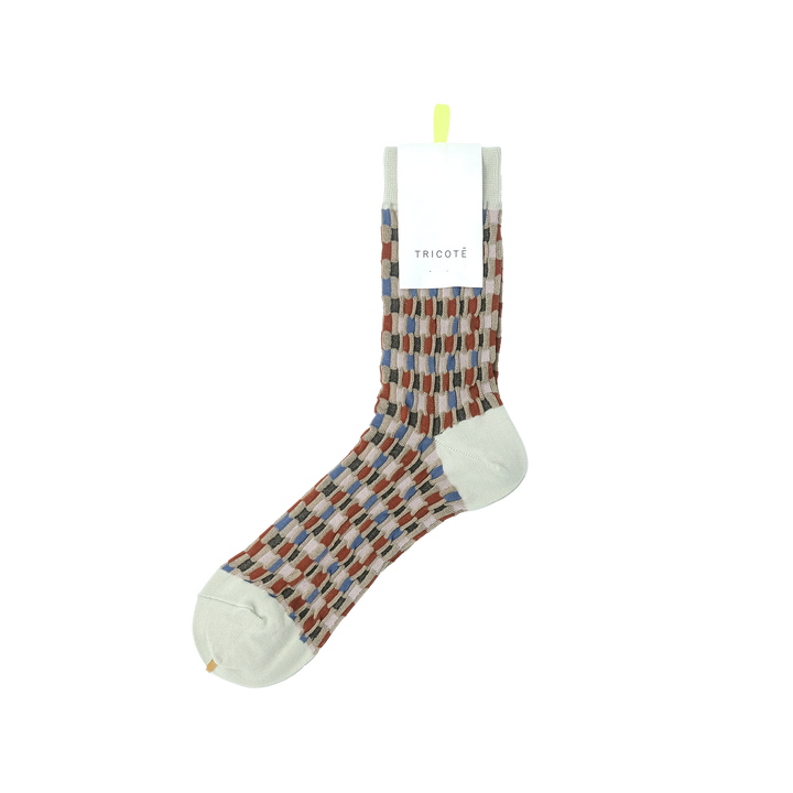 BUMPY CHECKERD SOCKS BROWN