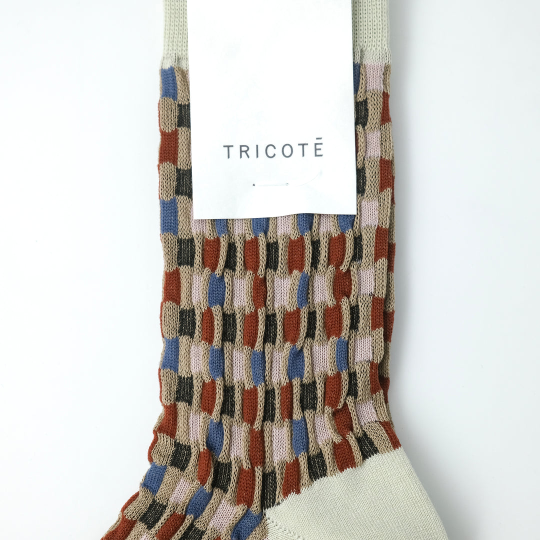 BUMPY CHECKERD SOCKS BROWN