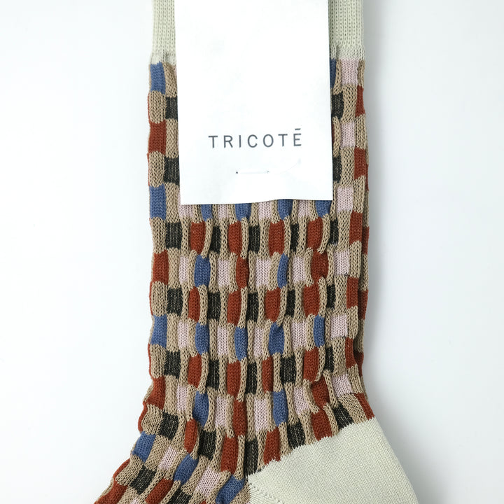 BUMPY CHECKERD SOCKS BROWN