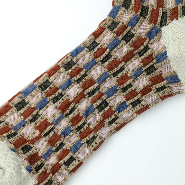 BUMPY CHECKERD SOCKS BROWN