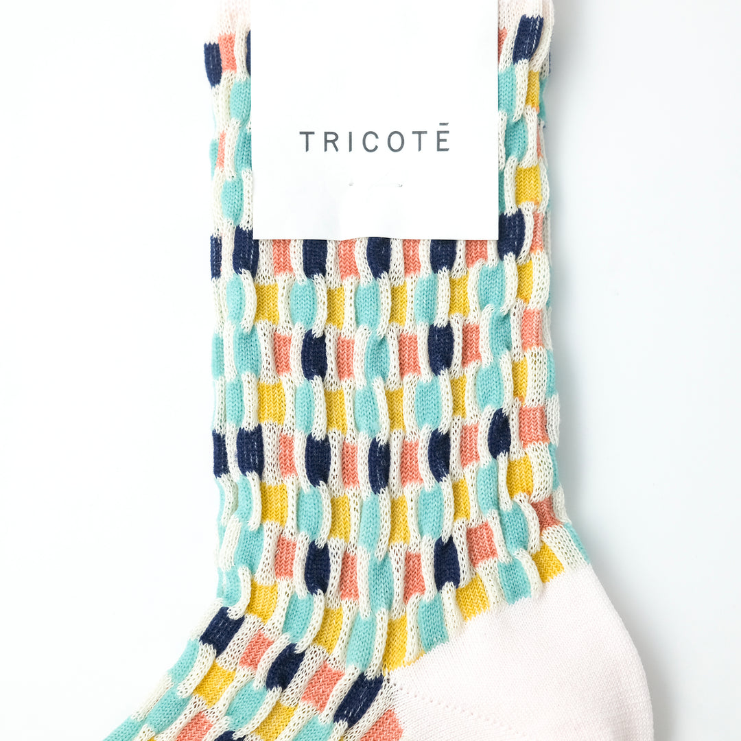 BUMPY CHECKERD SOCKS IVORY