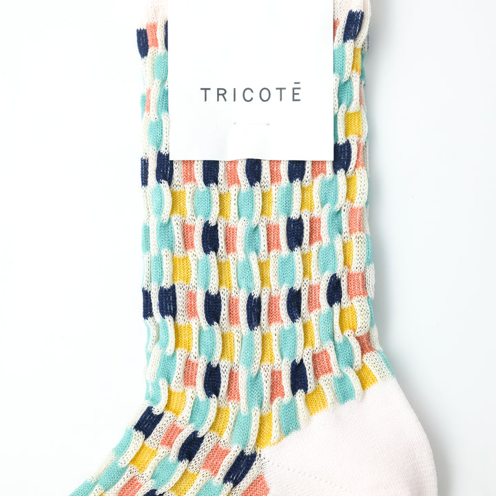 BUMPY CHECKERD SOCKS IVORY