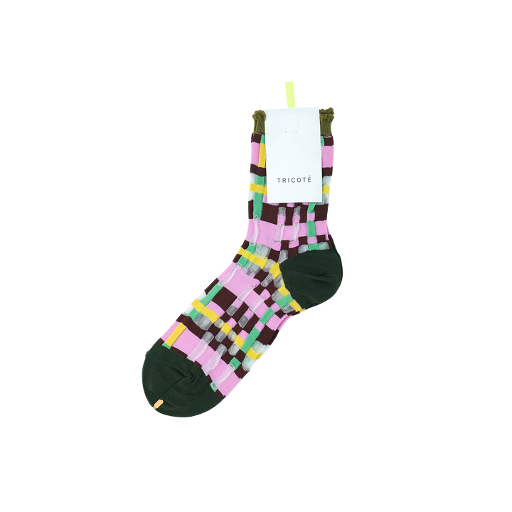 BLOCK CHECK SOCKS PINK