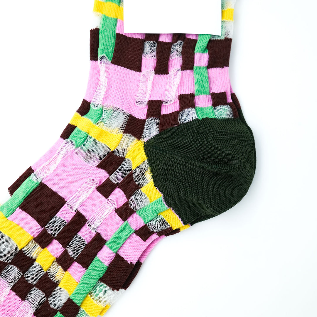 BLOCK CHECK SOCKS PINK