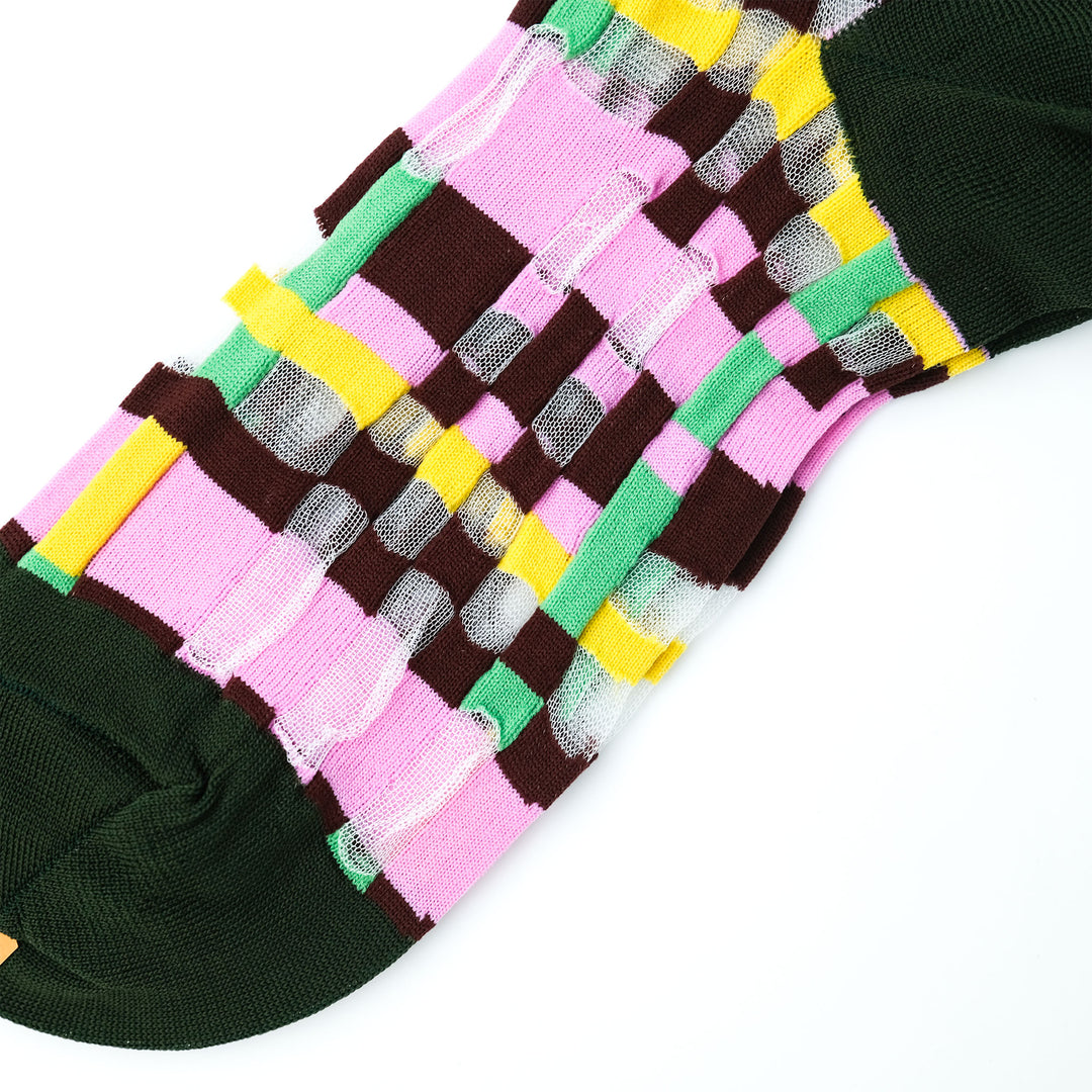 BLOCK CHECK SOCKS PINK