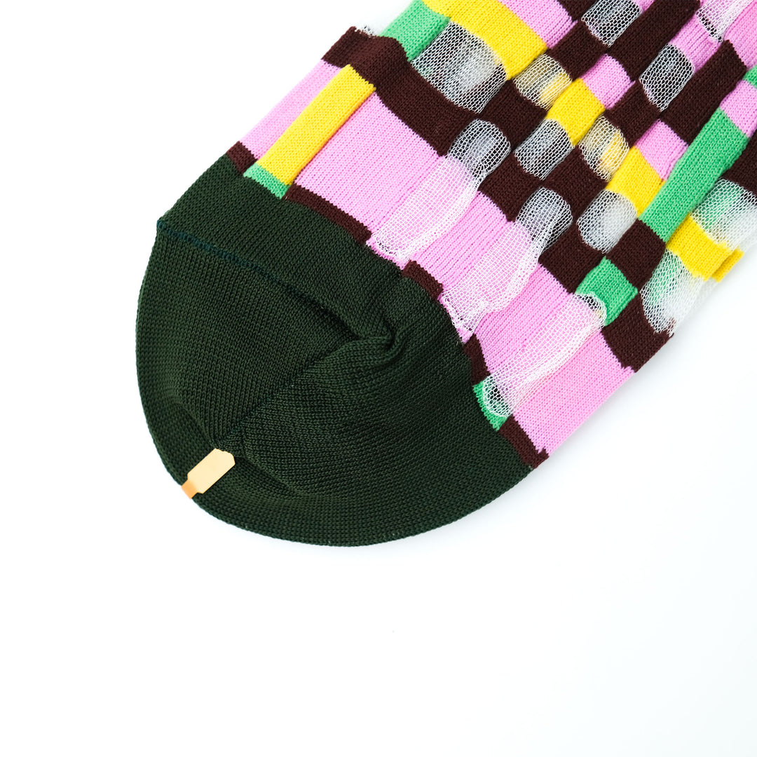 BLOCK CHECK SOCKS PINK