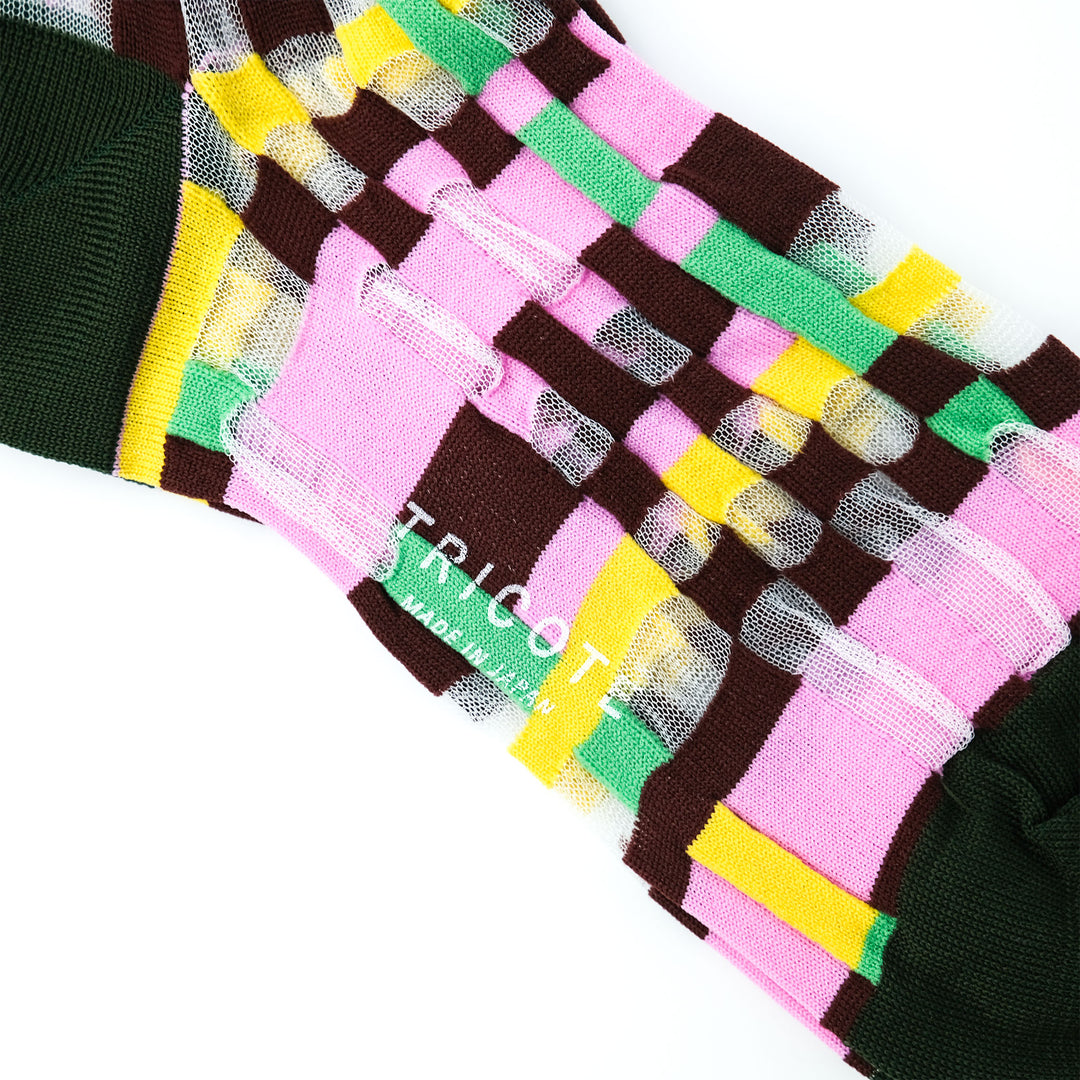 BLOCK CHECK SOCKS PINK