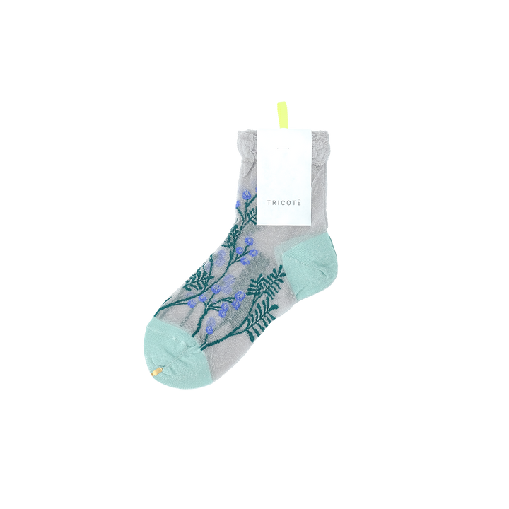 FLOWER TRANCEPARENT SOCKS SILVER