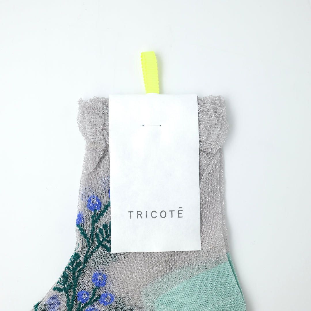 FLOWER TRANCEPARENT SOCKS SILVER