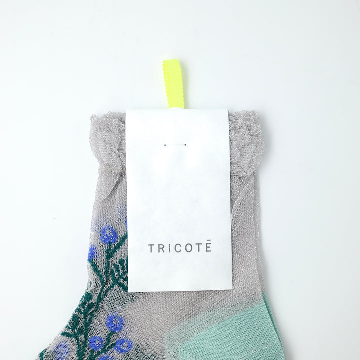 FLOWER TRANCEPARENT SOCKS SILVER