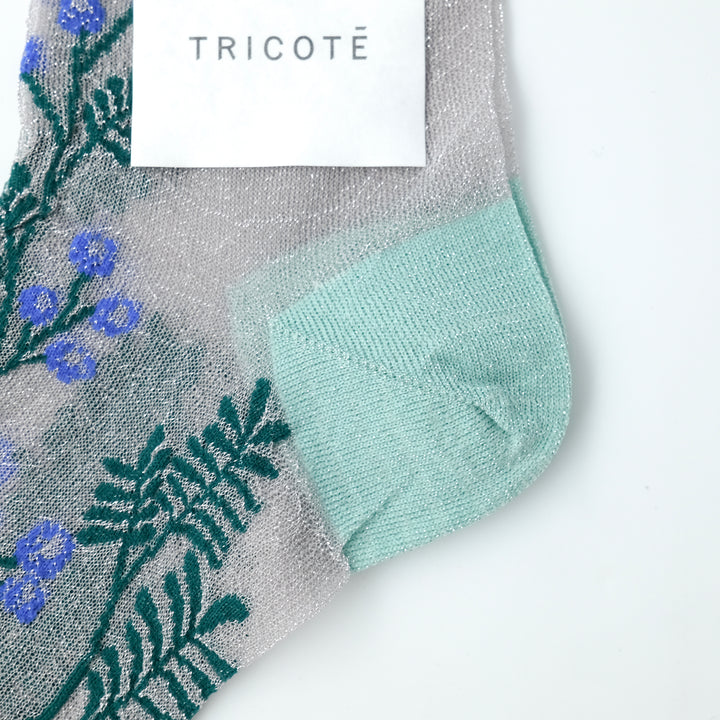 FLOWER TRANCEPARENT SOCKS SILVER