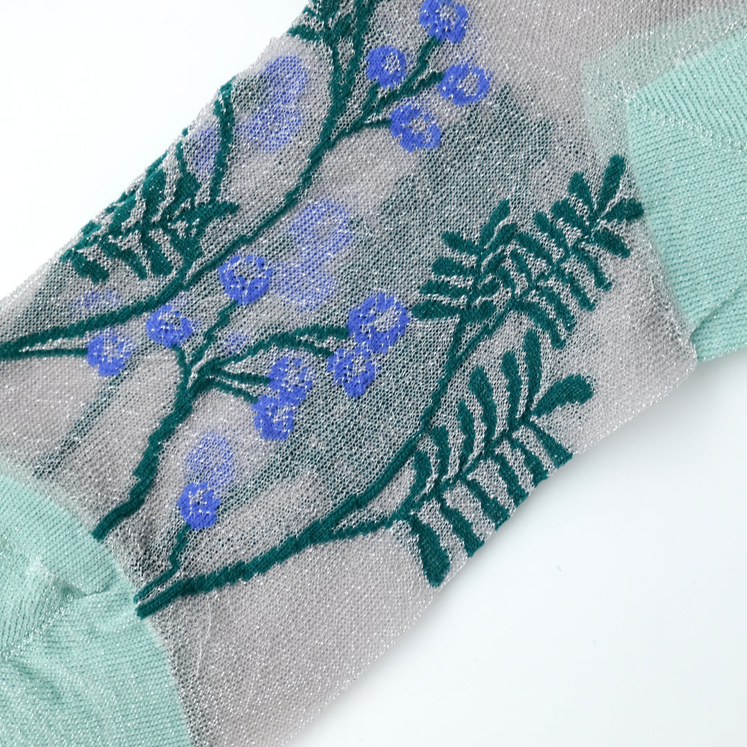 FLOWER TRANCEPARENT SOCKS SILVER