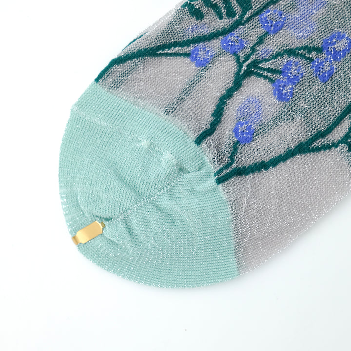 FLOWER TRANCEPARENT SOCKS SILVER