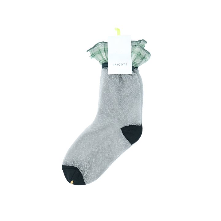 FRILLED CHECK SOCKS SILVER