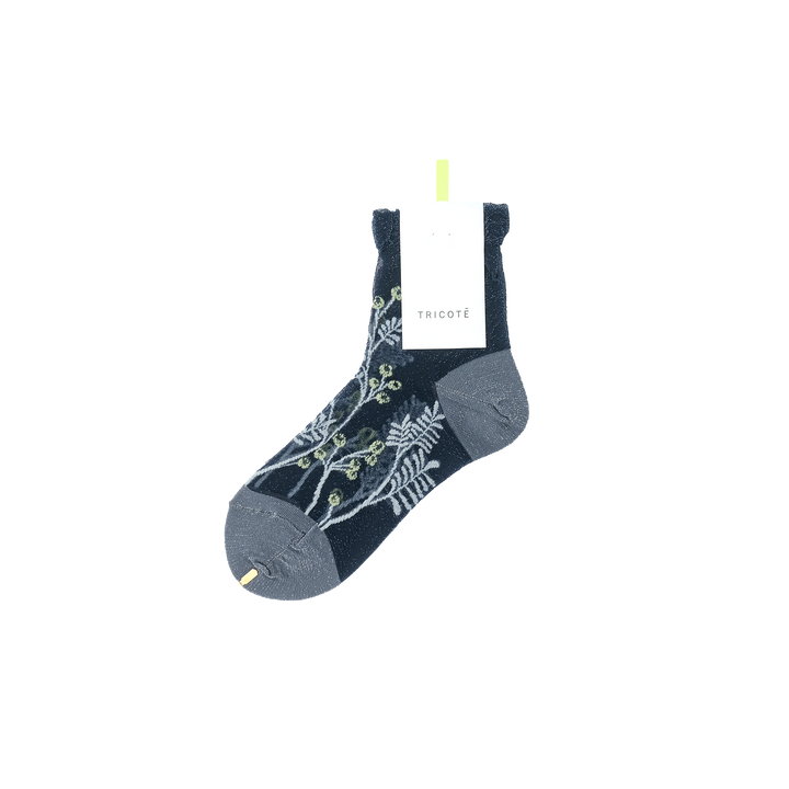 FLOWER TRANCEPARENT SOCKS NAVY