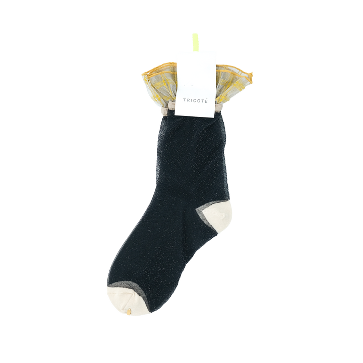 FRILLED CHECK SOCKS BLACK