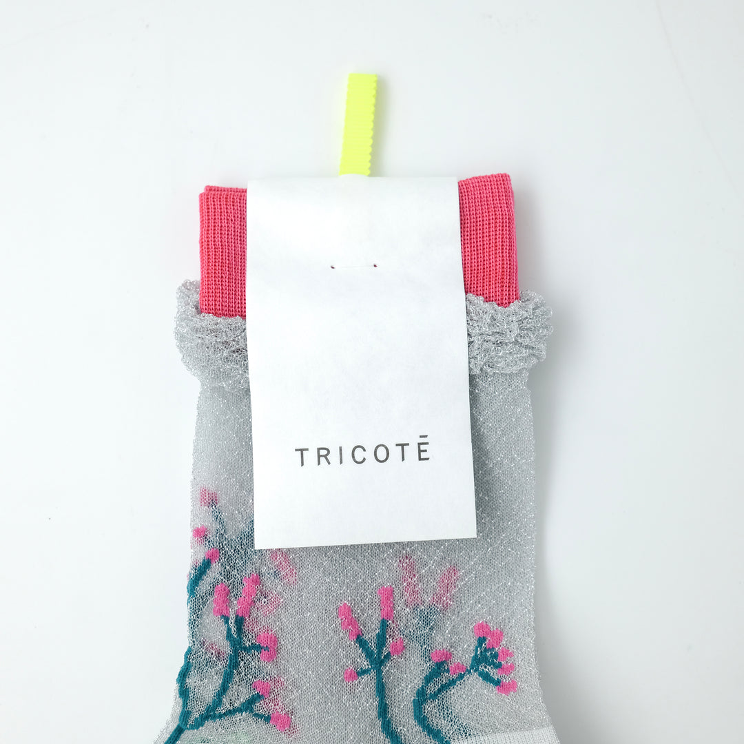 FLOWER SHEER SOCKS WHITE