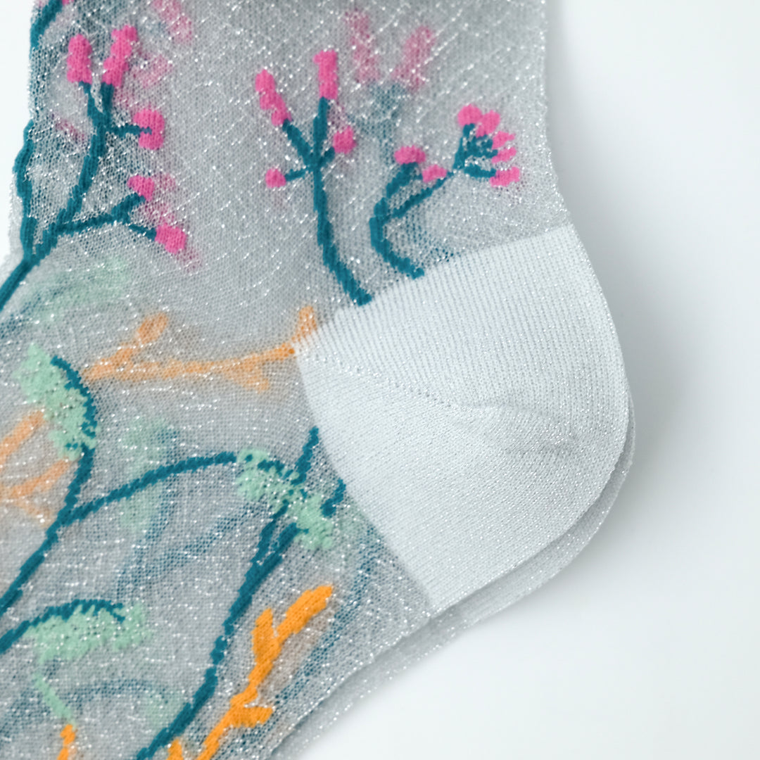 FLOWER SHEER SOCKS WHITE