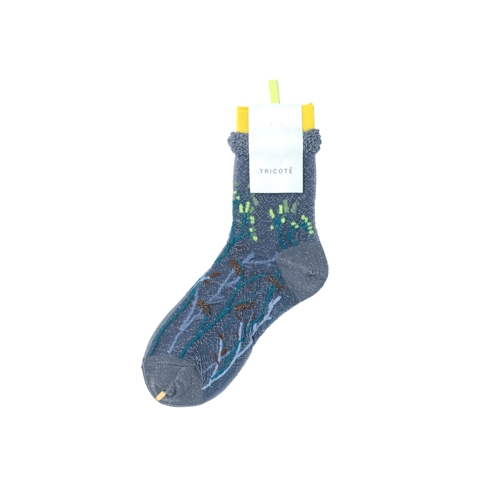 FLOWER SHEER SOCKS L.GRAY