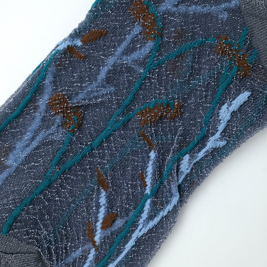 FLOWER SHEER SOCKS L.GRAY