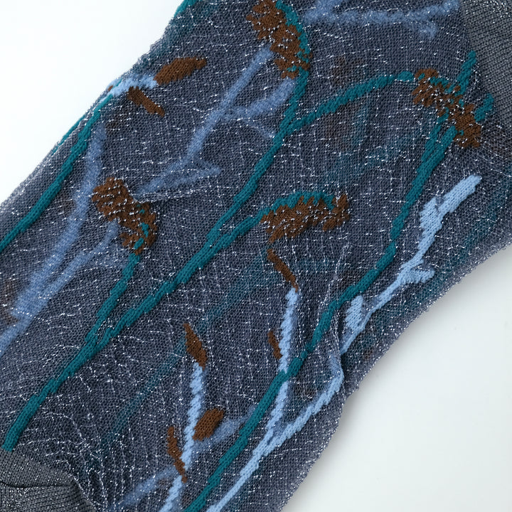 FLOWER SHEER SOCKS L.GRAY