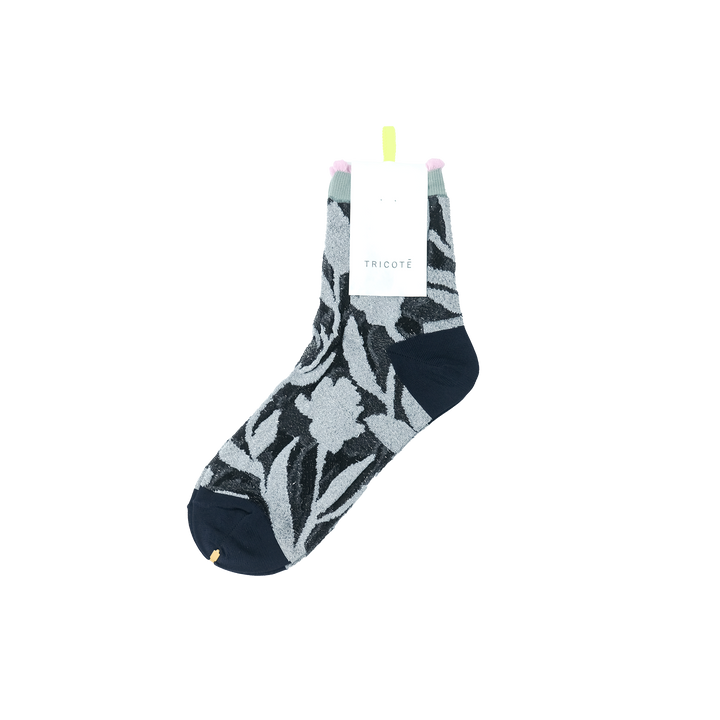 FLOWER LAME SOCKS CHARCOAL