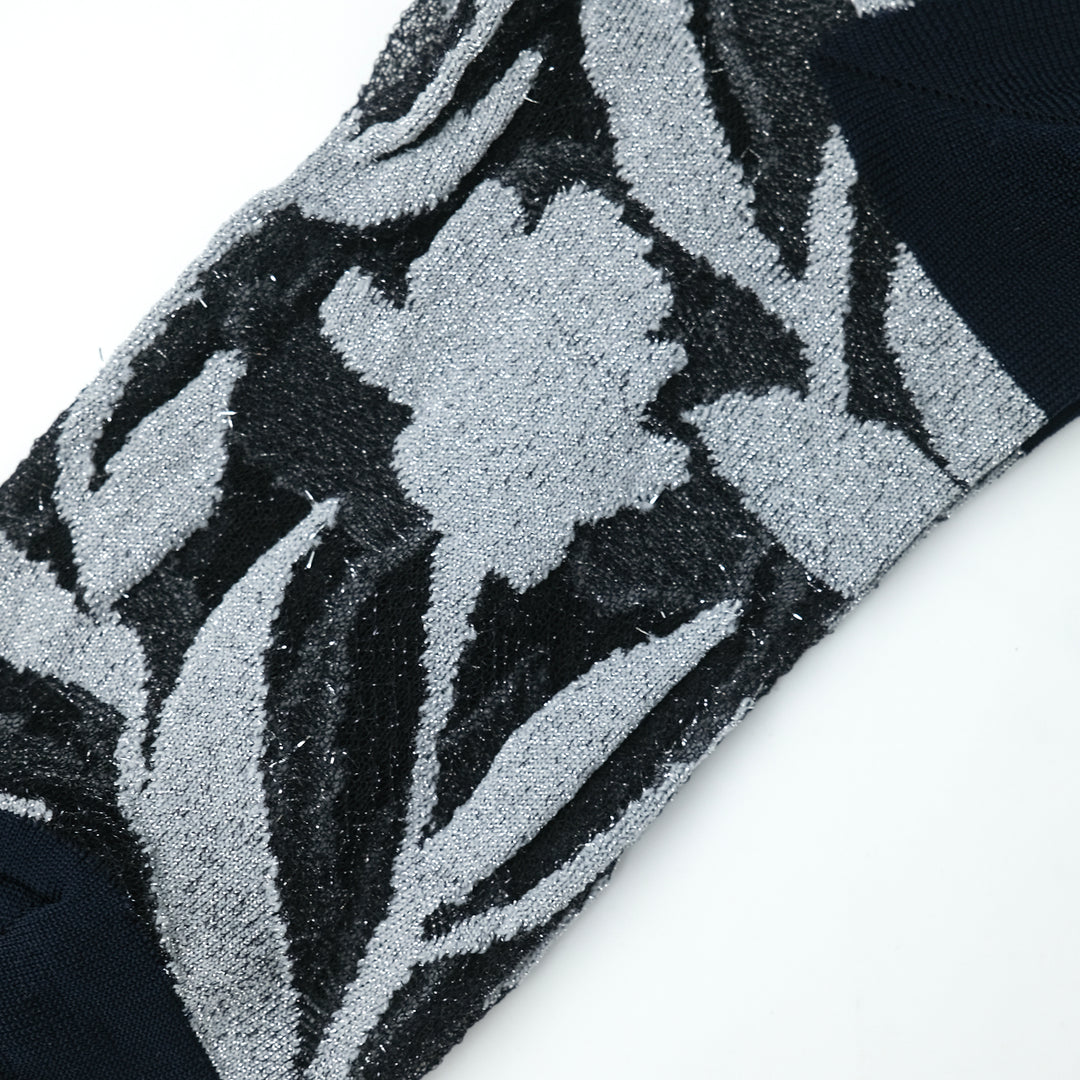 FLOWER LAME SOCKS CHARCOAL